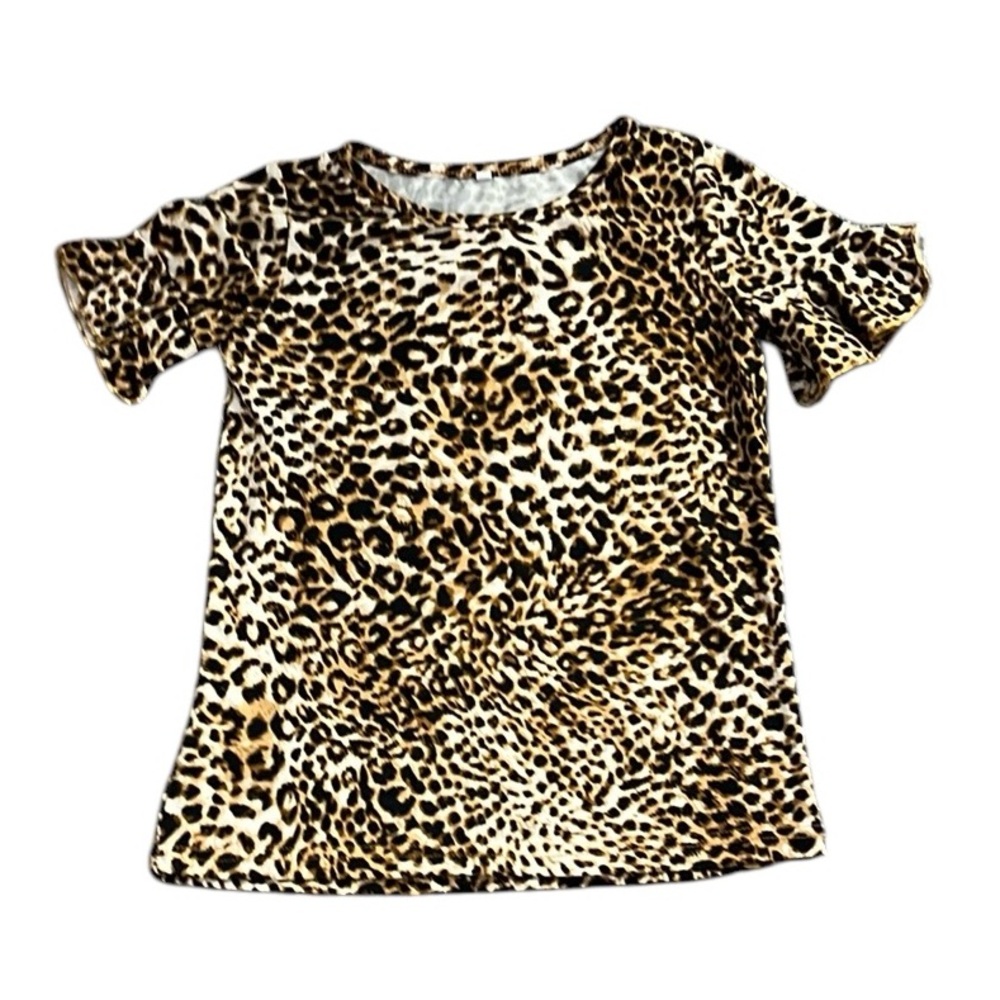 Leopard Print Short-Sleeved Top for Little Girls